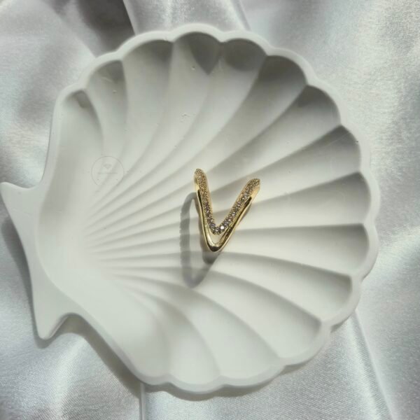 V-Shaped Stone Studded Ring - Image 2