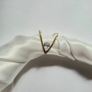 V-Shaped Single Stone Ring