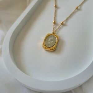 Rose Engraved Pendant Necklace