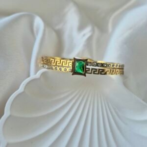 Green Stone Greca Bangle